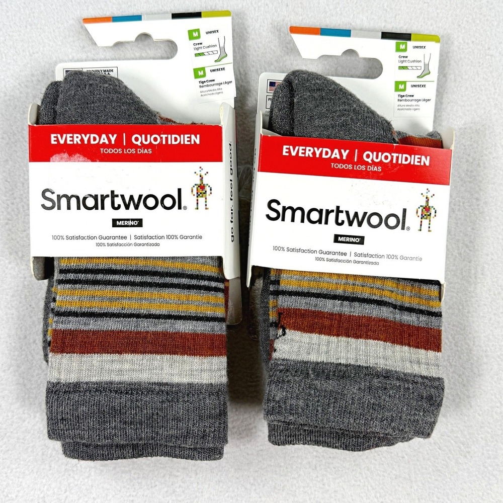 Smartwool (Lot Of 2) Everyday Joviansphere Crew Socks Size M Unisex Grey/Maroon